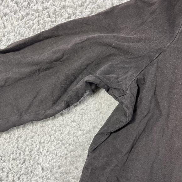 WHITE STAG TOP WOMENS LARGE BLACK FLORAL V NECK 3/4 SLEEVE Y2K COTTON SHIRT - Picture 5 of 8